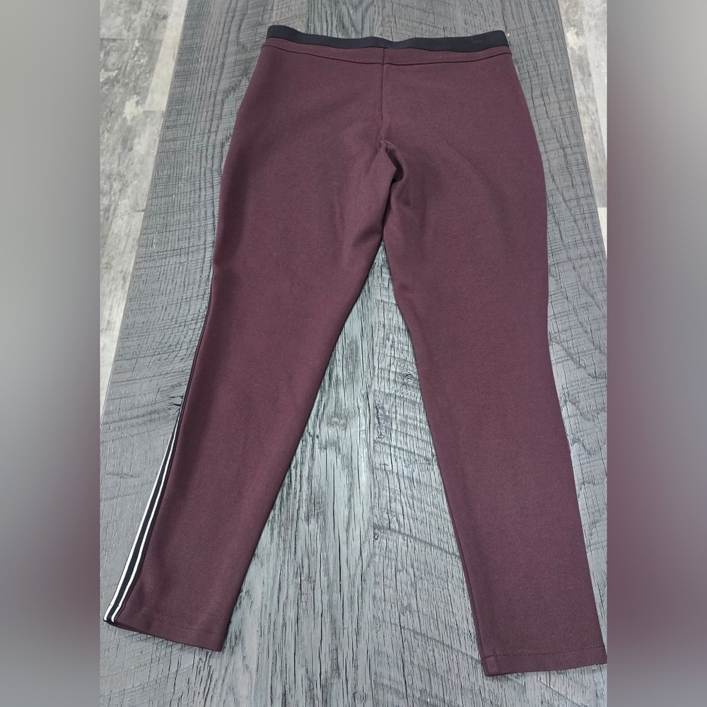 GAP Womens Burgandy Brown Stretch Leggings w Pin Striped & Zip On Side (SIZE:M) - Picture 4 of 7